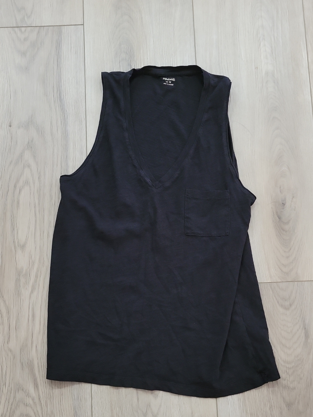 Madewell Black V-Neck Pocket Tank Top